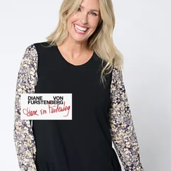 Diane Von Furstenberg Heart print silk top, 10, DH - Picture 1 of 7